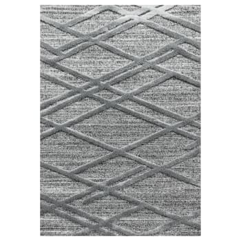 Boheme - Tapis bohème à relief gris 160x230cm