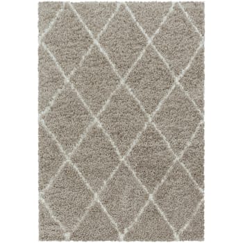 Losanges - Tapis de style géométrique beige et blanc 140x200cm