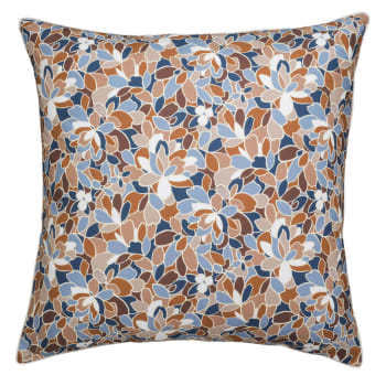CYCLADES - Taie d'oreiller en percale de coton orange et bleu 65x65