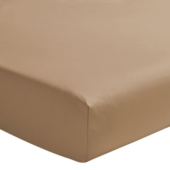 PREMIÈRE - Drap housse en percale de coton beige 2x70x190