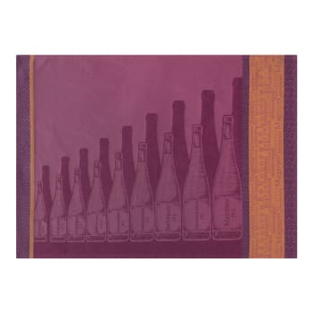 Gabarits bouteilles de vin - Torchon en jacquard de coton violet 50x75