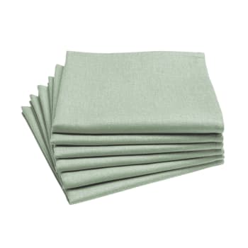 Cambrai - Lot de 6 serviettes en coton traite Teflon vert sauge 45x45