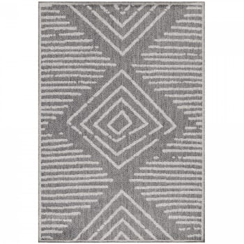 Berber - Tapis extérieur tissé plat gris et greige 120x170cm