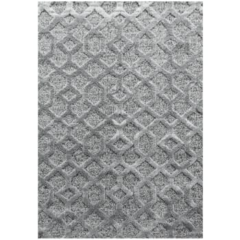Boheme - Tapis bohème à relief gris 80x150cm