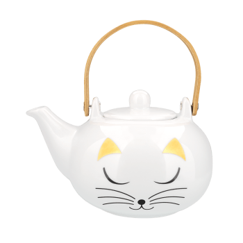 MATINAL TEA - Asiatische Teekanne  - White Cat - grès - 13 x 21 x 15 cm