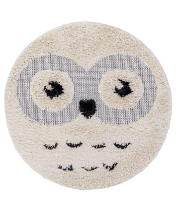 OWL - Alfombra redonda infantil suave y poética beige y gris 120x120