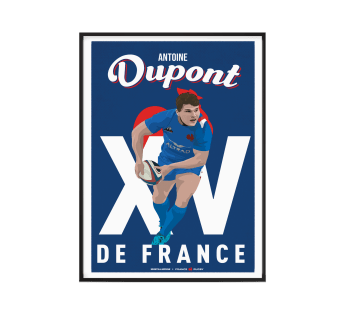 FRANCE RUGBY - Affiche XV de France - Illustration Antoine Dupont 40 x 60 cm