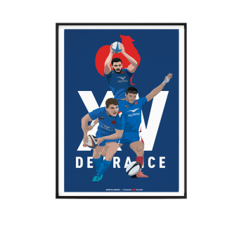 FRANCE RUGBY - Affiche XV de France - Illustration équipe 30 x 40 cm