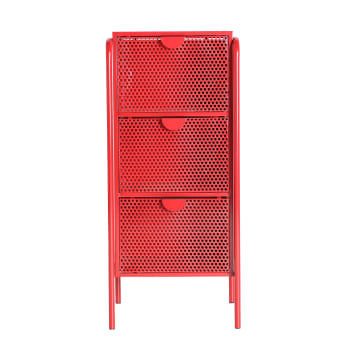 ARVERT - Cassettiera in Ferro, colore Rosso, 41x37x91 cm