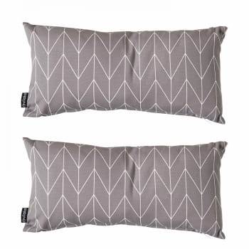 Ica - Set di 2 piccoli cuscini in poliestere grigio 40 x 20 x 8 cm