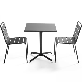Palavas - Set aus quadratischem Tisch mit neigbarer Platte mit 2 Stühlen Grau