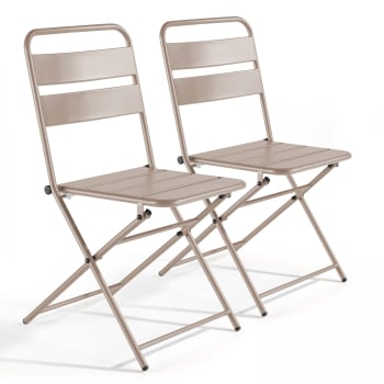 Palavas - Set di 2 sedie da giardino pieghevoli in metallo color talpa