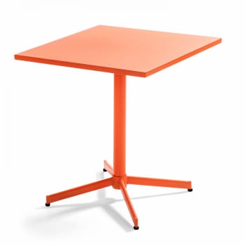 Palavas - Table de jardin carrée bistro inclinable en acier orange
