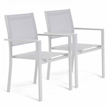 Nice - Lot de 2 fauteuils de jardin aluminium et textilène blanc