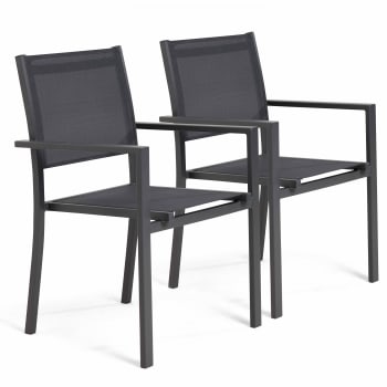 Nice - Set di 2 sedie da giardino in alluminio e textilene grigio