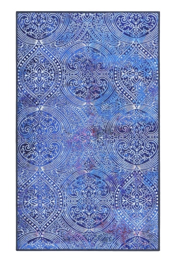 Louis - Moderner, gewebter Badteppich blau in Vintage Optik 80x150