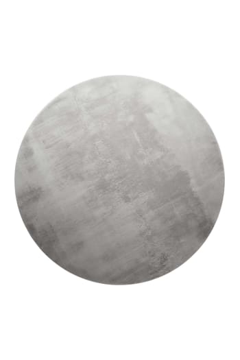 Villa rosso - Tapis rond tufté mèches rases (15 mm) gris clair 120 D