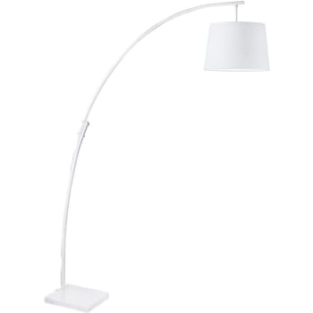 PATRIZIA - Lampadaire abat jour tissu blanc et pied métal