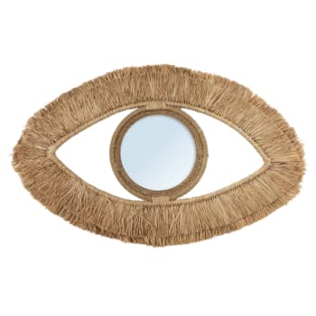 Raffia eye - Miroir en raphia 40x70