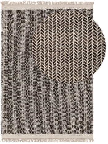 KIM - Tapis de laine noir & blanc 200x300