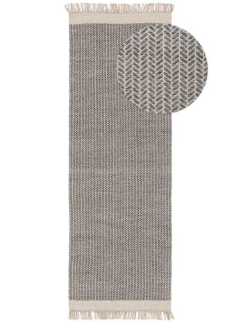 KIM - Tapis de couloir en laine gris 80x250