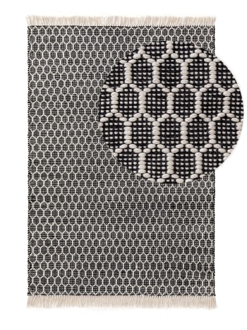 MIMPI - Tapis fabriqué à partir de matériaux recyclés blanc & noir 200x300