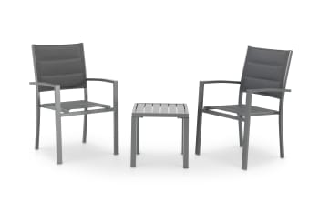 TOKYO - Ensemble de balcon avec 2 chaises et table basse gris anthracite