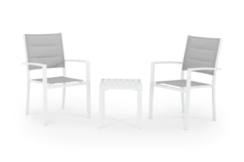 TOKYO - Ensemble de balcon avec 2 chaises et table basse blanc