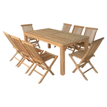 Java - Salon de jardin table rectangulaire 8 places en teck