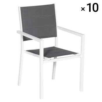 ARRAY - Lot de 10 chaises rembourrées grisen aluminium blanc