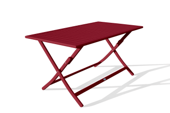 Marius - Mesa de jardín plegable de aluminio rojo carmín