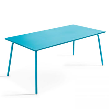 Palavas - Table de jardin rectangulaire en métal bleu