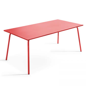 Palavas - Table de jardin rectangulaire en métal rouge