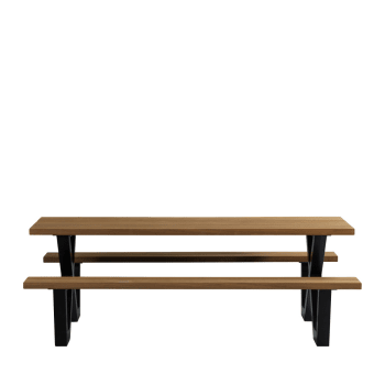 TABLO - Table à manger en bois piétement en X 210x81cm naturel  et  noir