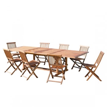 Hanna - Table de jardin et chaises en teck 10/12 personnes
