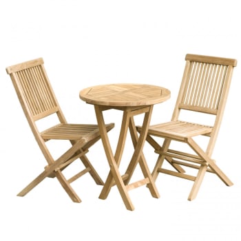 Harris - Table de jardin et chaises en teck 2 personnes