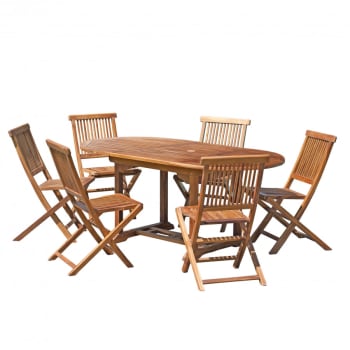 Hanna - Table de jardin et chaises en teck huile 4/6 personnes