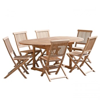 Harris - Table de jardin et chaises en teck 4/6 personnes