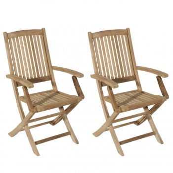 Harris - Ensemble de 2 fauteuils de jardin en bois teck