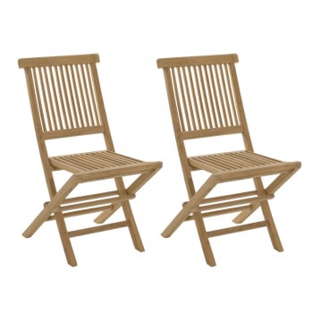 Harris - Ensemble de 2 chaises de jardin en bois teck
