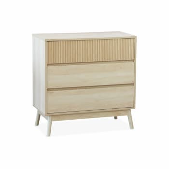 Linear - Commode de rangement décor bois, 3 tiroirs
