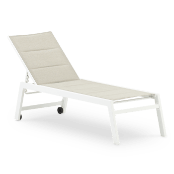 Lettino Prendisole Hill Con Ruote - Alluminio, Schienale Reclinabile, Tessuto Textilene, Colori Antracite/Bianco/Coffee - Foto 11