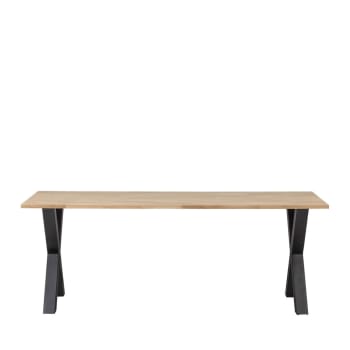 TABLO - Table à manger en bois piétement en X 220x90cm naturel