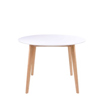 Vojens - Table à manger en bois D105cm blanc