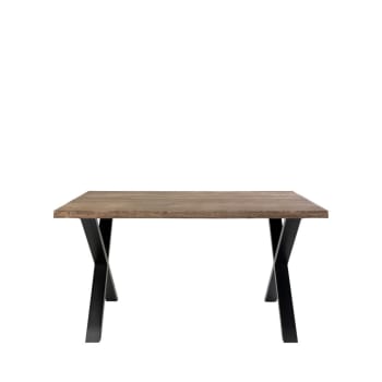 Toulon - Table à manger en bois et métal 140x95cm bois foncé  et  noir