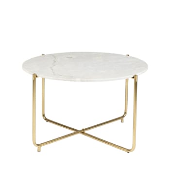 Timpa - Table basse en marbre D70cm blanc