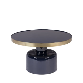 Glam - Table basse design en métal D60cm bleu foncé