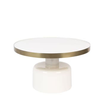 Glam - Table basse design en métal D60cm blanc