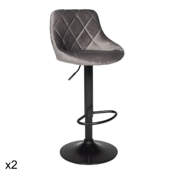 Hillsdale Breuer Set 2 Sgabelli Da Banco In Metallo Cromato E Ecopelle Grigia – Altezza Seduta 26 Cm, Stile Moderno