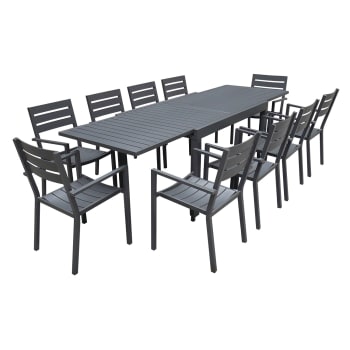 Venezia - Salon de jardin table 132/264cm en aluminium anthracite